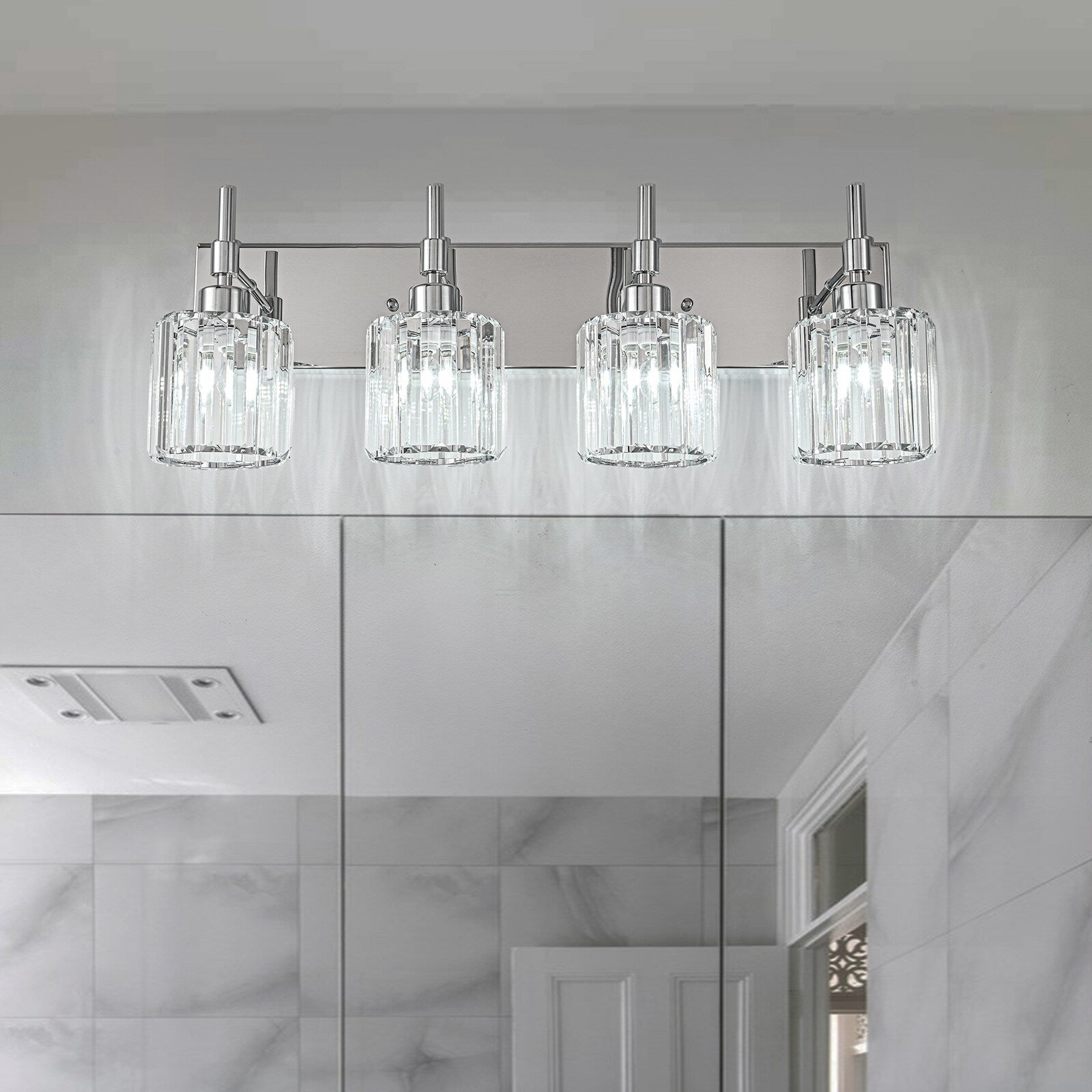 Applique da parete moderne con paralumi in cristallo dimmerabili per il bagno