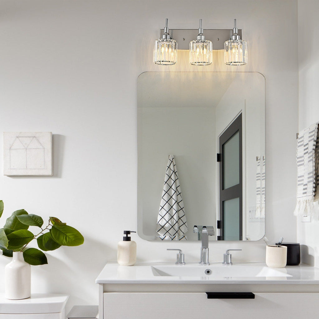 Applique da parete moderne con paralumi in cristallo dimmerabili per il bagno