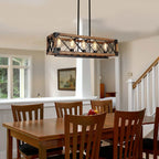 Lampadario moderno in legno rettangolare a 5 luci, stile fattoria, con gabbia per isola, per sala da pranzo - 31,6 L x 10 W x 7,8 H
