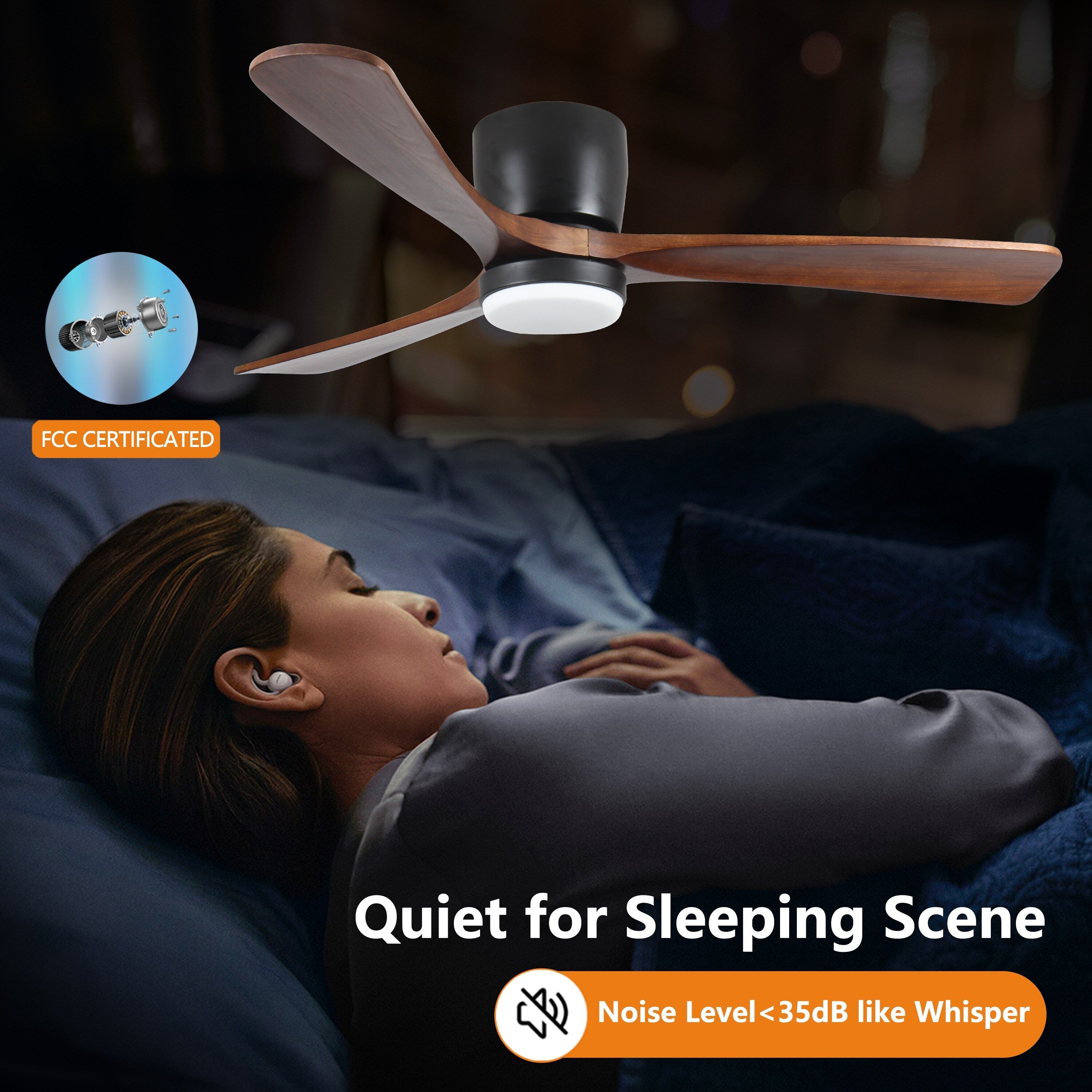 Ventilatori da soffitto moderni a filo con luce LED dimmerabile e telecomando, ventilatori da soffitto con motore reversibile da 42 W, neri