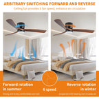 Ventilatori da soffitto moderni a filo con luce LED dimmerabile e telecomando, ventilatori da soffitto con motore reversibile da 42 W, neri