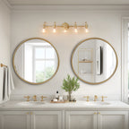 Applique da parete in vetro a forma di sfera, moderna, per bagno, a 3 luci, color oro