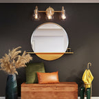 Applique da parete in vetro a forma di sfera, moderna, per bagno, a 3 luci, color oro