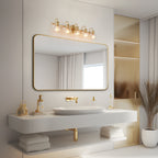 Applique da parete in vetro a forma di sfera, moderna, per bagno, a 3 luci, color oro