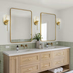 Applique da parete moderna dimmerabile in oro Glam Cylinder, lampada da toeletta in cristallo per bagno