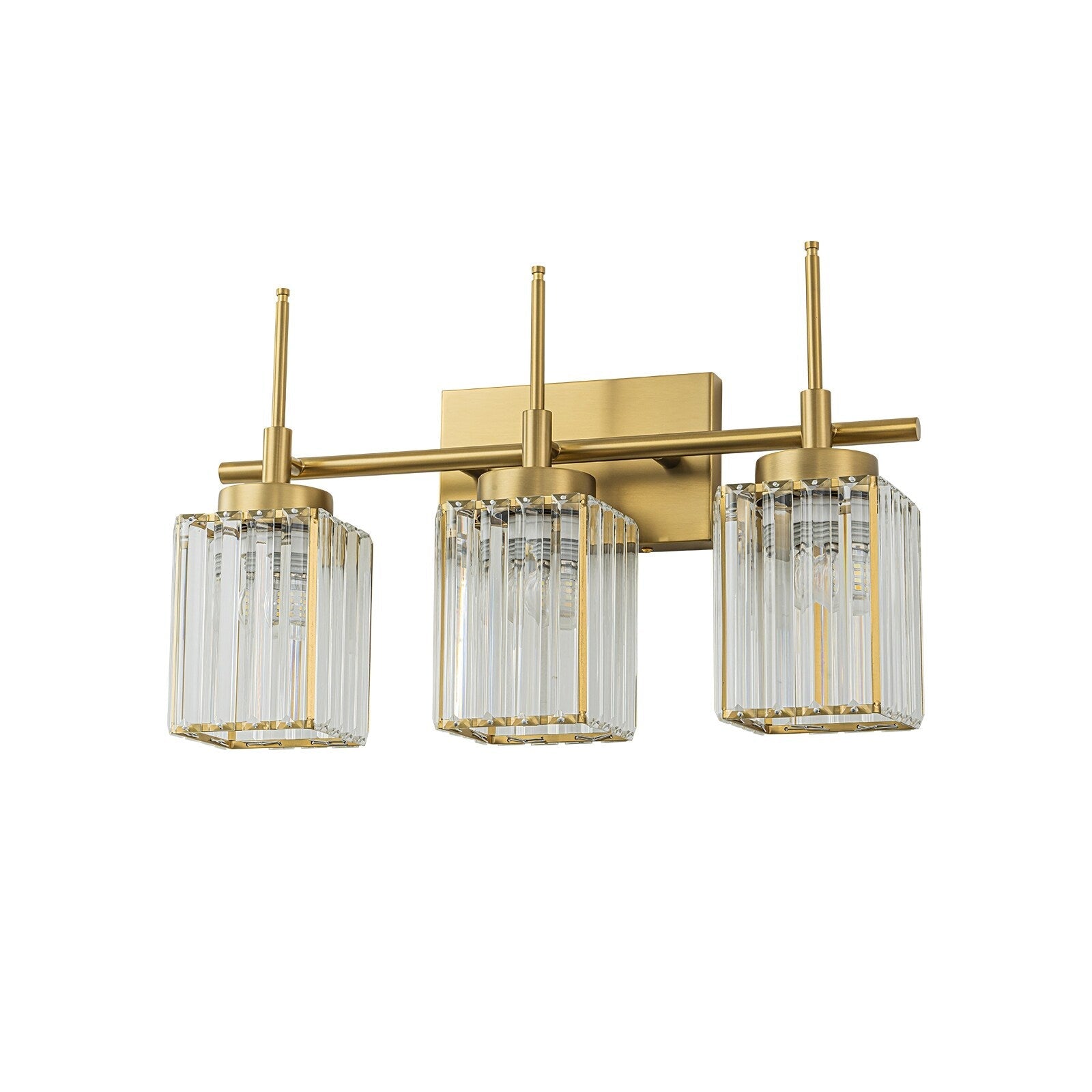 Applique da parete moderna dimmerabile in oro Glam Cylinder, lampada da toeletta in cristallo per bagno