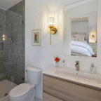 Applique da parete moderna dimmerabile in oro Glam Cylinder, lampada da toeletta in cristallo per bagno
