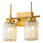 Applique da parete moderna dimmerabile in oro Glam Cylinder, lampada da toeletta in cristallo per bagno