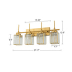 Applique da parete moderna dimmerabile in oro Glam Cylinder, lampada da toeletta in cristallo per bagno