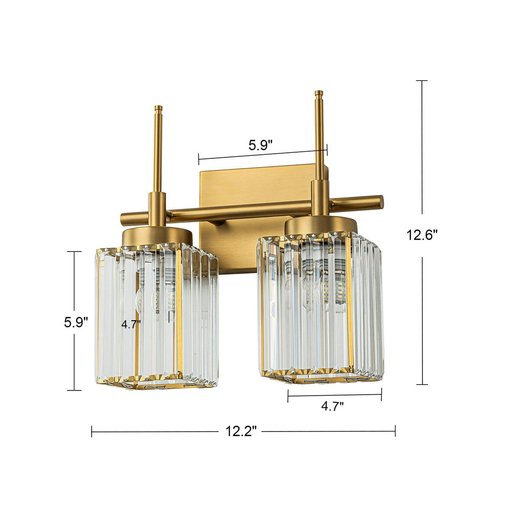 Applique da parete moderna dimmerabile in oro Glam Cylinder, lampada da toeletta in cristallo per bagno