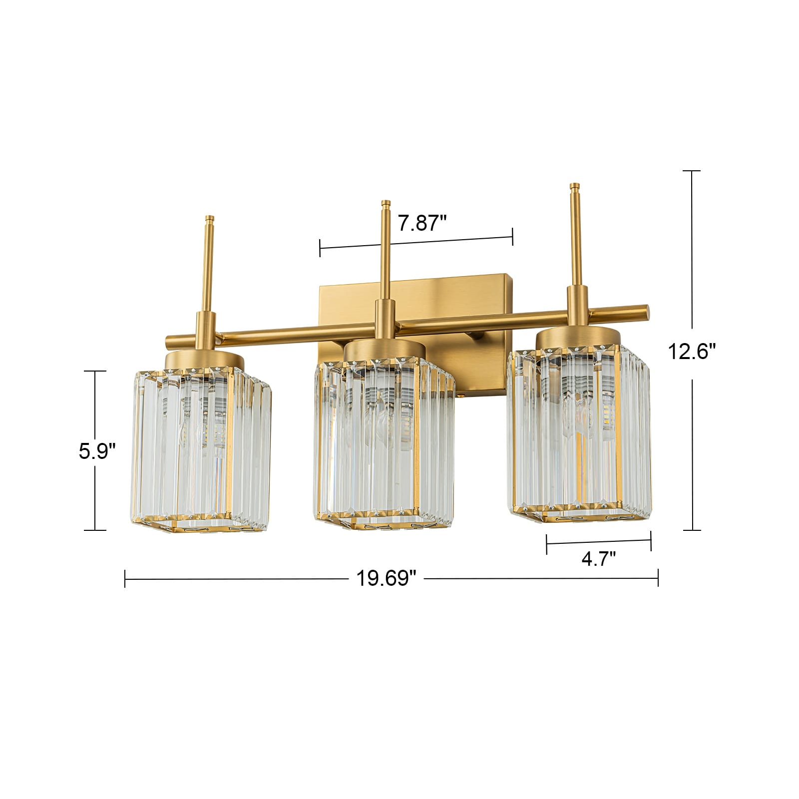 Applique da parete moderna dimmerabile in oro Glam Cylinder, lampada da toeletta in cristallo per bagno
