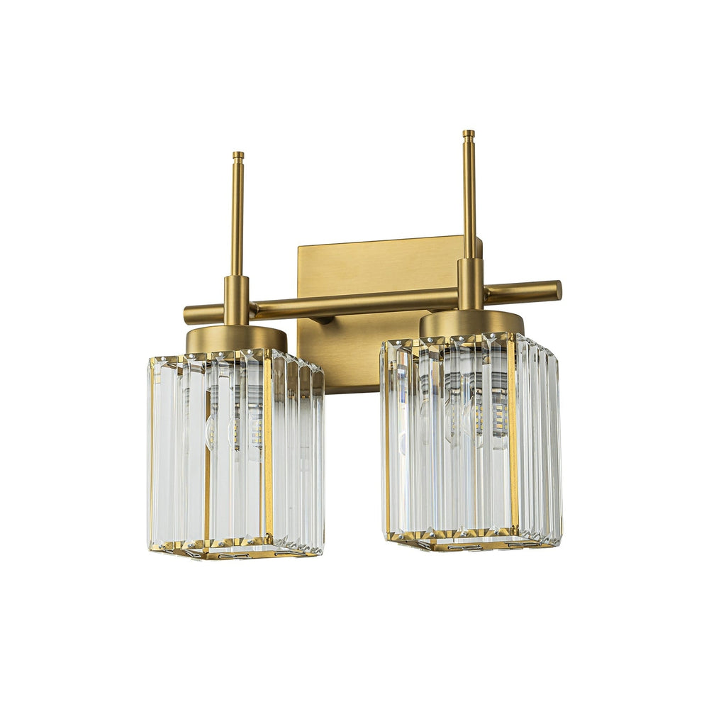 Applique da parete moderna dimmerabile in oro Glam Cylinder, lampada da toeletta in cristallo per bagno