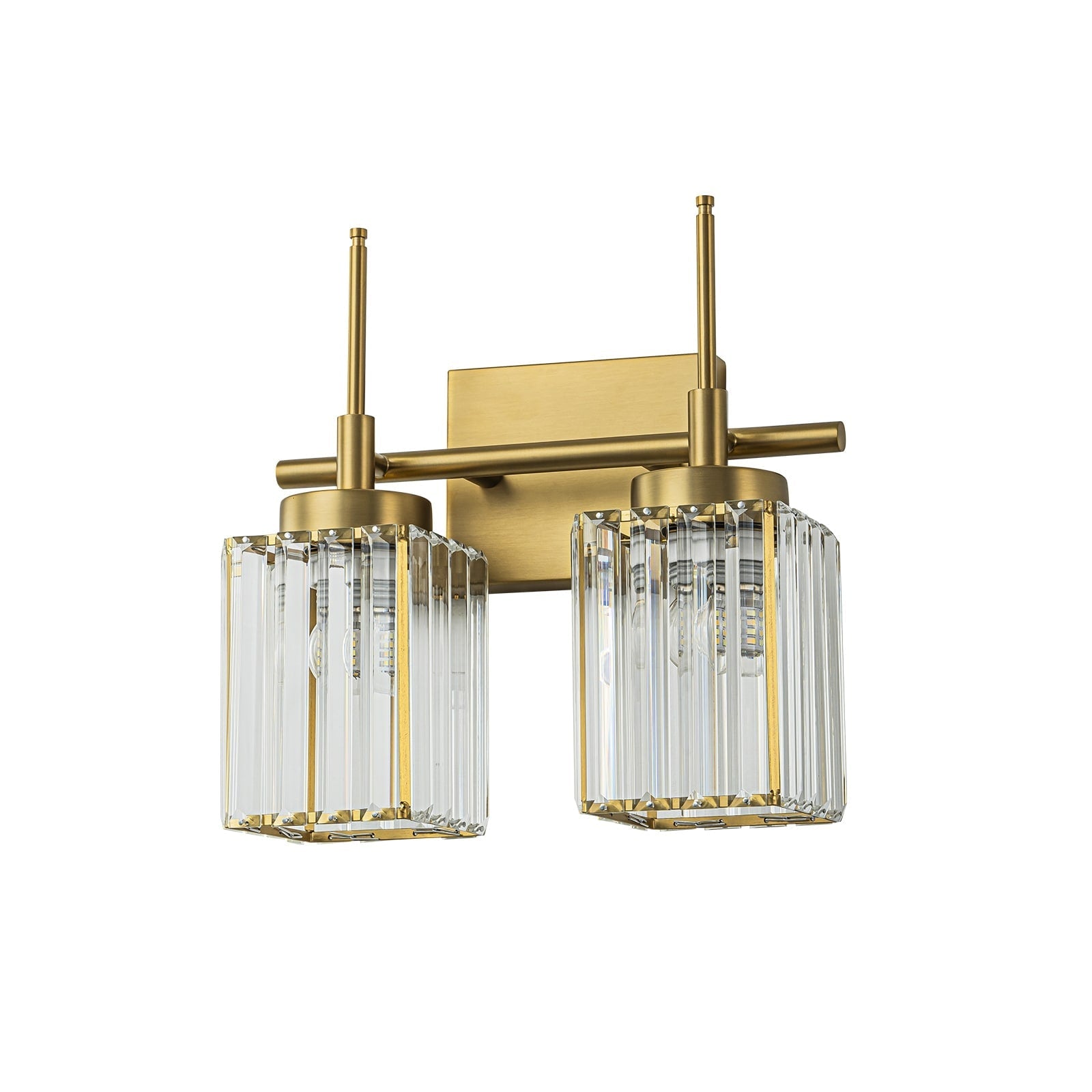 Applique da parete moderna dimmerabile in oro Glam Cylinder, lampada da toeletta in cristallo per bagno
