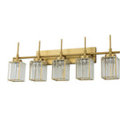 Applique da parete moderna dimmerabile in oro Glam Cylinder, lampada da toeletta in cristallo per bagno
