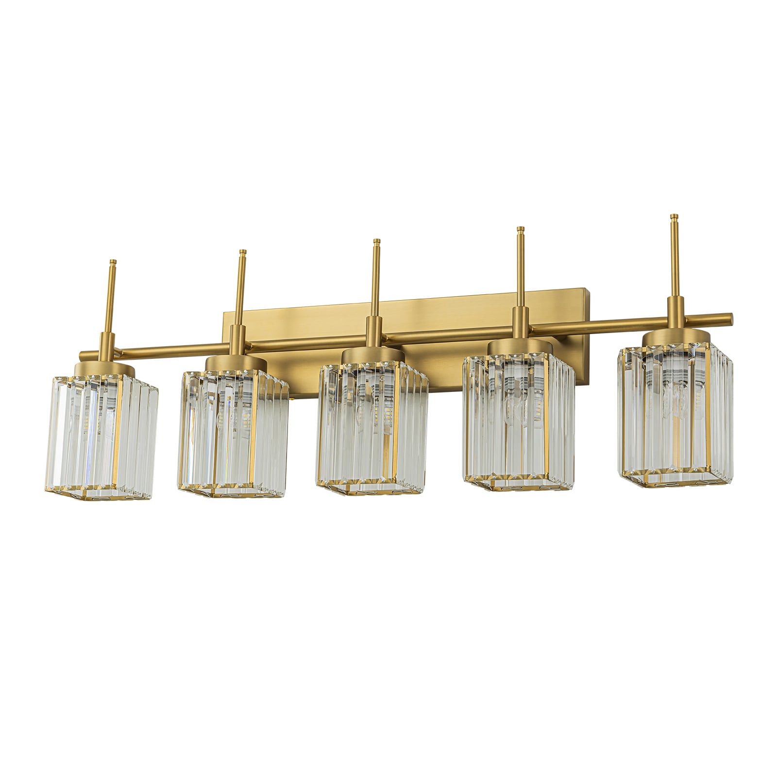 Applique da parete moderna dimmerabile in oro Glam Cylinder, lampada da toeletta in cristallo per bagno