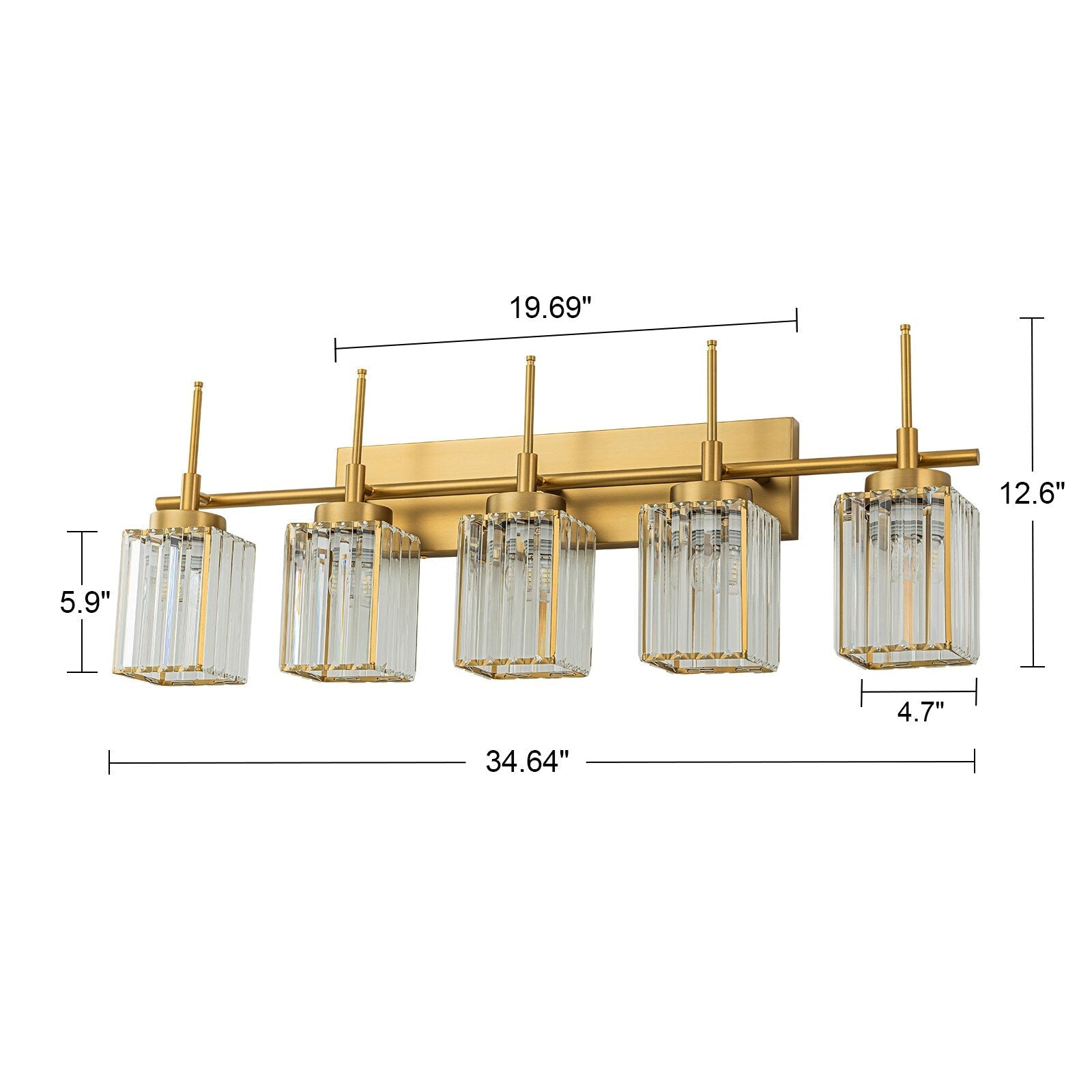 Applique da parete moderna dimmerabile in oro Glam Cylinder, lampada da toeletta in cristallo per bagno