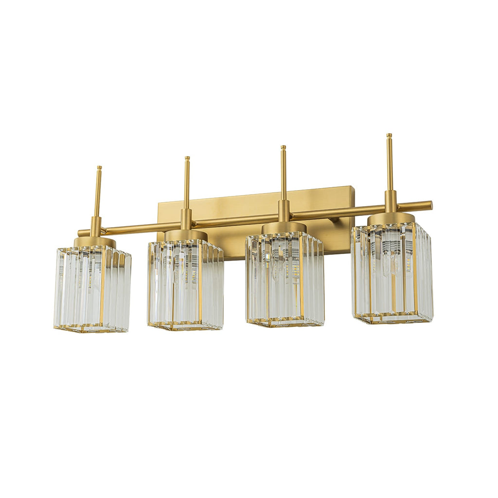 Applique da parete moderna dimmerabile in oro Glam Cylinder, lampada da toeletta in cristallo per bagno