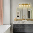 Applique da parete moderna dimmerabile in oro Glam Cylinder, lampada da toeletta in cristallo per bagno