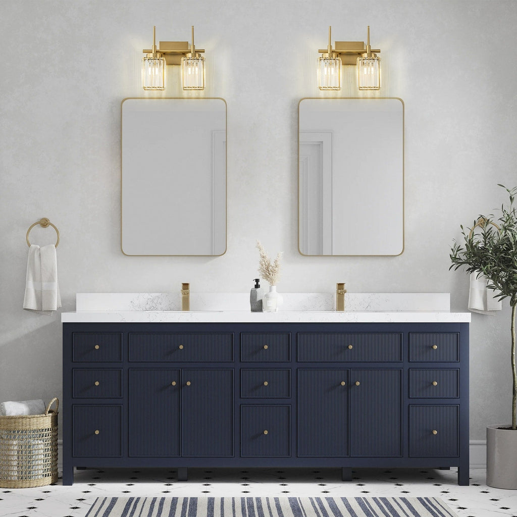 Applique da parete moderna dimmerabile in oro Glam Cylinder, lampada da toeletta in cristallo per bagno