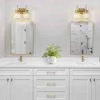 Applique da parete moderna dimmerabile in oro Glam Cylinder, lampada da toeletta in cristallo per bagno