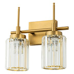 Applique da parete moderna dimmerabile in oro Glam Cylinder, lampada da toeletta in cristallo per bagno