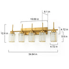Applique da parete moderna dimmerabile in oro Glam Cylinder, lampada da toeletta in cristallo per bagno