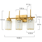 Applique da parete moderna dimmerabile in oro Glam Cylinder, lampada da toeletta in cristallo per bagno