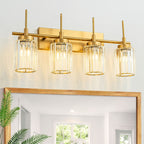 Applique da parete moderna dimmerabile in oro Glam Cylinder, lampada da toeletta in cristallo per bagno