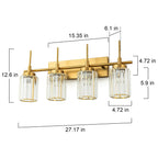 Applique da parete moderna dimmerabile in oro Glam Cylinder, lampada da toeletta in cristallo per bagno
