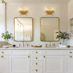 Applique da parete moderna dimmerabile in oro Glam Cylinder, lampada da toeletta in cristallo per bagno