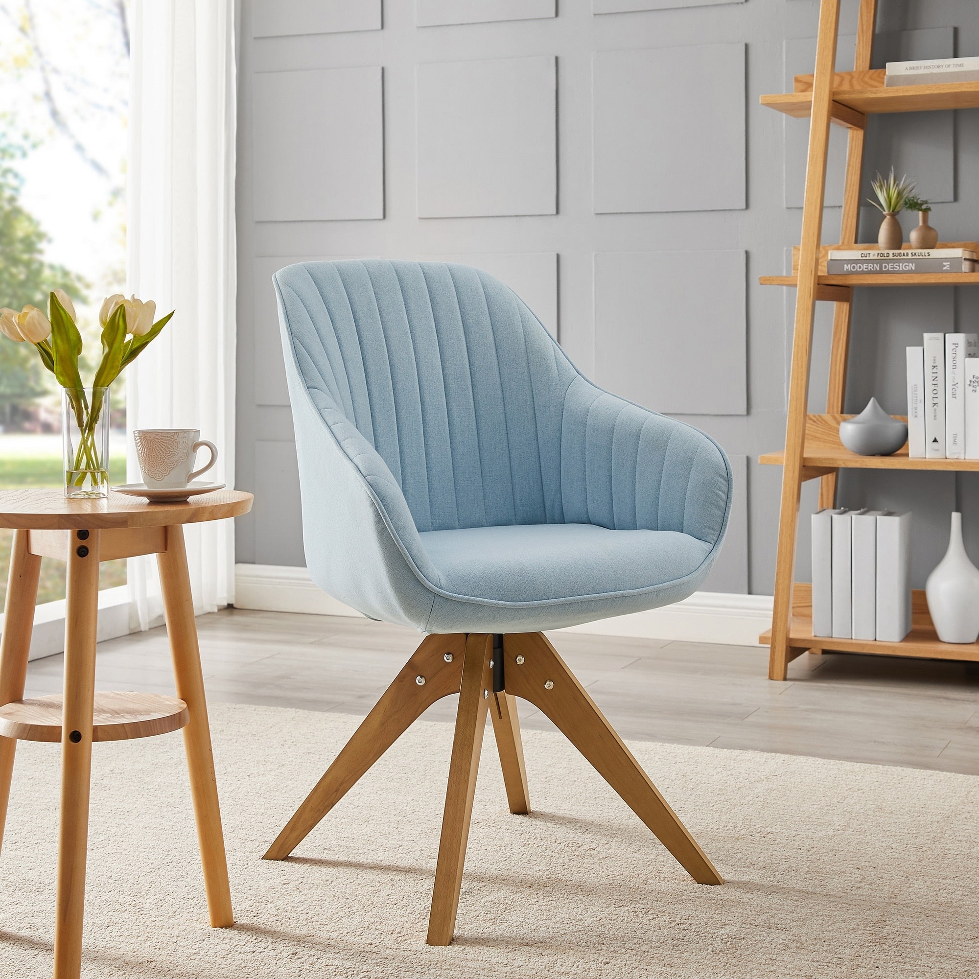 Poltrona girevole moderna Art Leon per ufficio domestico con gambe in legno