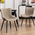 Set di 2 sedie da pranzo moderne imbottite in pelle senza braccioli