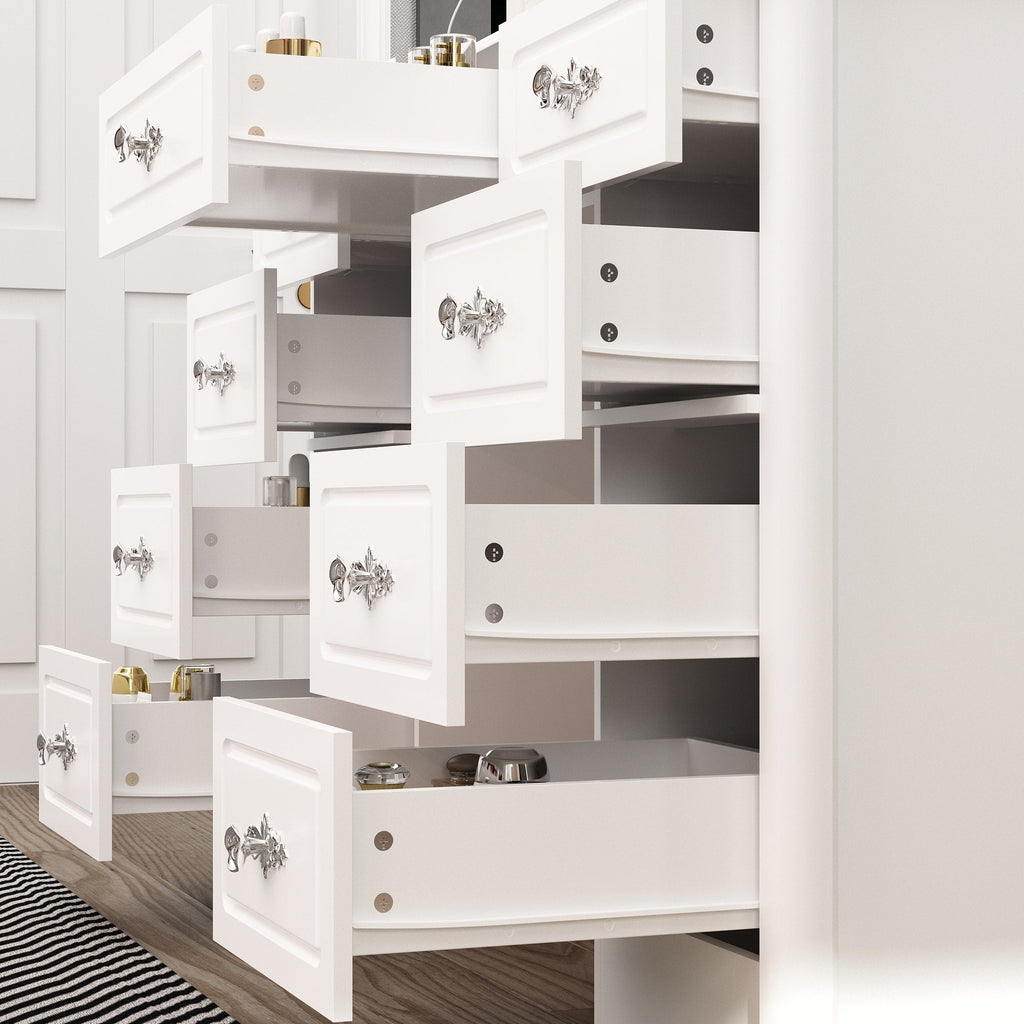 Specchio da trucco pieghevole moderno bianco con illuminazione regolabile - 40,2x54,1