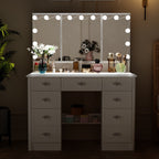 Specchio da trucco pieghevole moderno bianco con illuminazione regolabile - 40,2x54,1