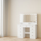 Specchio da trucco pieghevole moderno bianco con illuminazione regolabile - 40,2x54,1