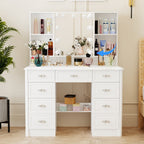 Specchio da trucco pieghevole moderno bianco con illuminazione regolabile - 40,2x54,1
