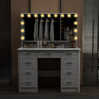 Specchio da trucco pieghevole moderno bianco con illuminazione regolabile - 40,2x54,1