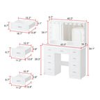 Specchio da trucco pieghevole moderno bianco con illuminazione regolabile - 40,2x54,1