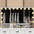 Specchio da trucco pieghevole moderno bianco con illuminazione regolabile - 40,2x54,1