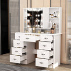 Specchio da trucco pieghevole moderno bianco con illuminazione regolabile - 40,2x54,1