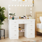 Specchio da trucco pieghevole moderno bianco con illuminazione regolabile - 40,2x54,1