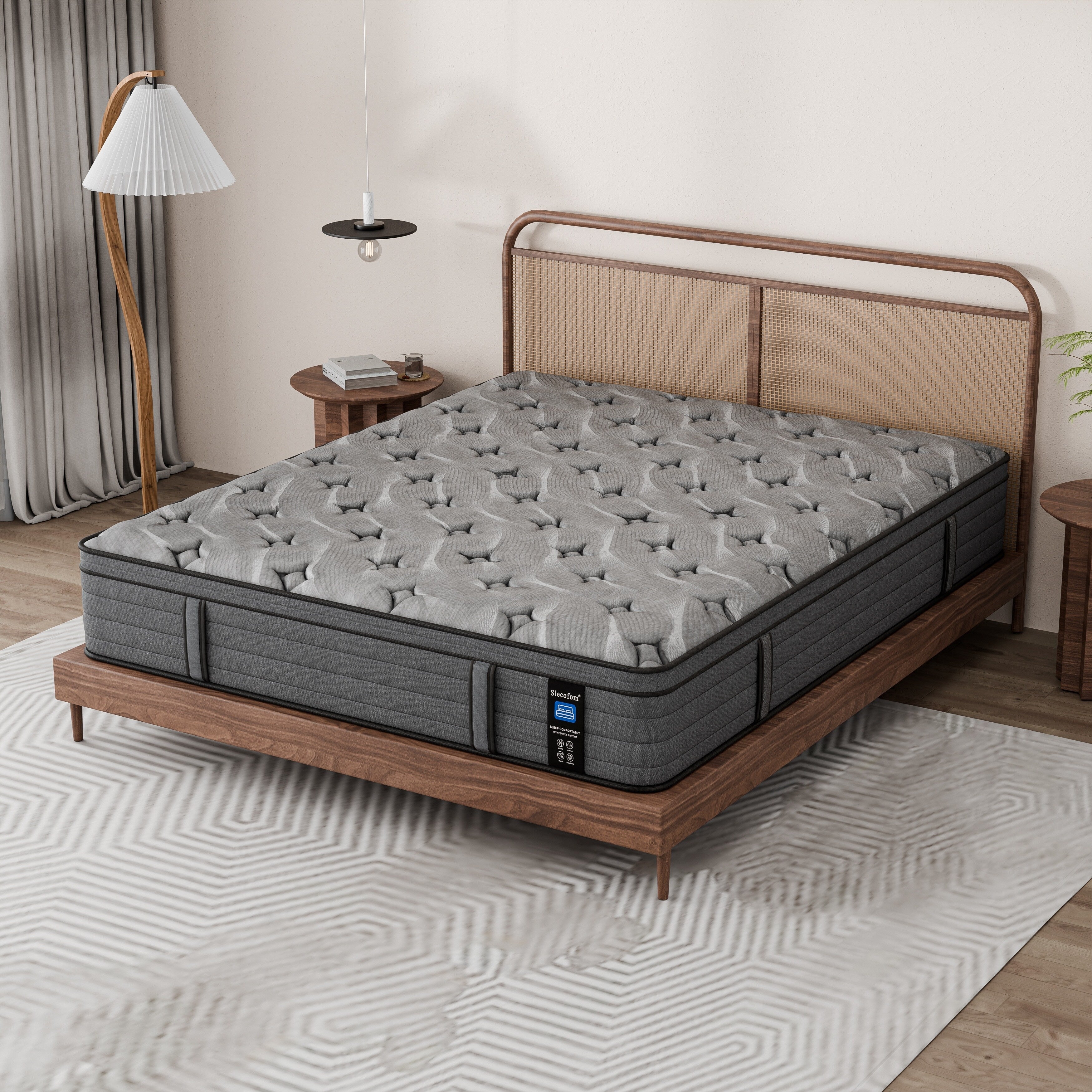 Materasso Modland Hybrid Medium Euro Top da 14 pollici, materasso a molle insacchettate in una scatola