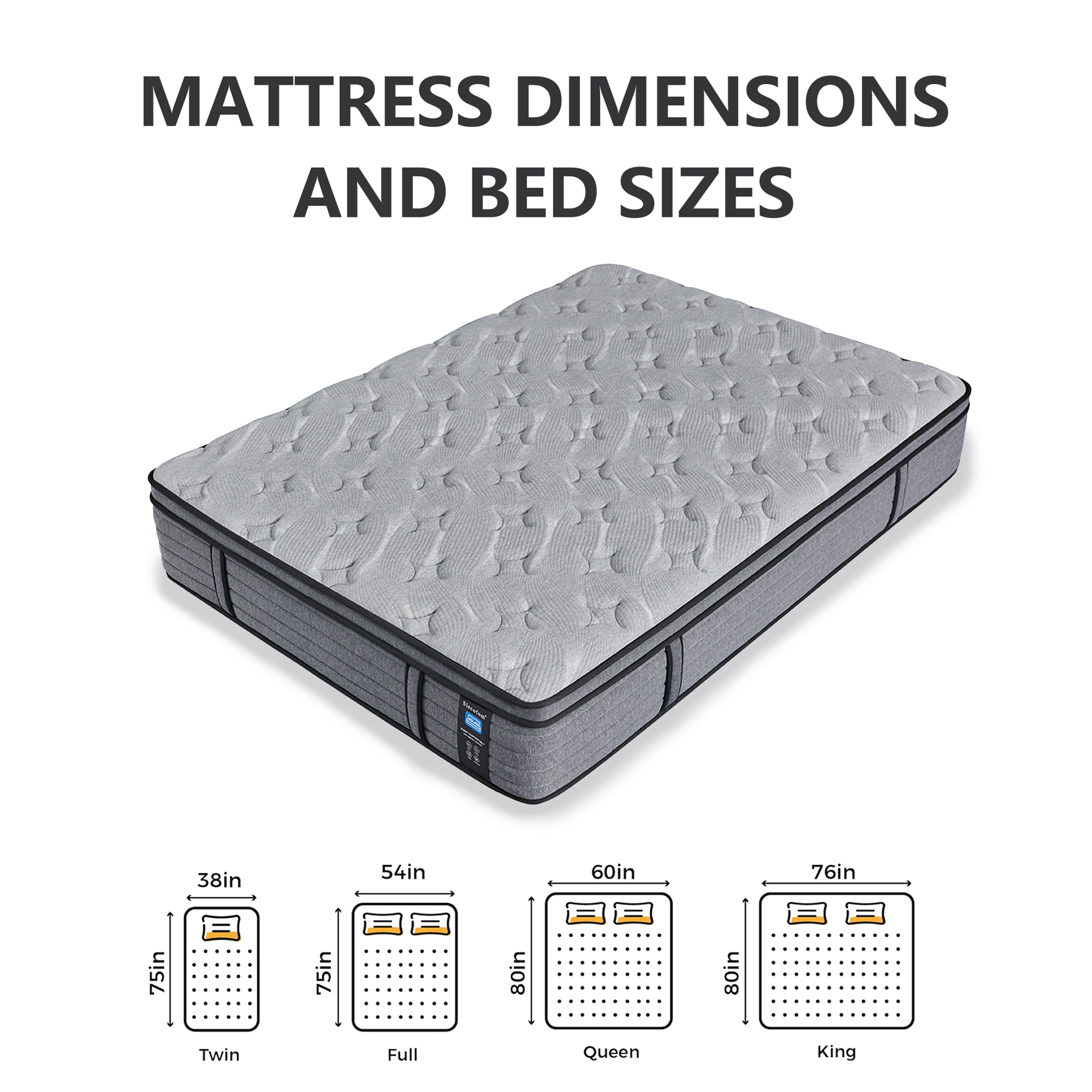 Materasso Modland Hybrid Medium Euro Top da 14 pollici, materasso a molle insacchettate in una scatola