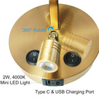 Set di 2 applique da parete Morbihan in tessuto con porta USB e interruttore