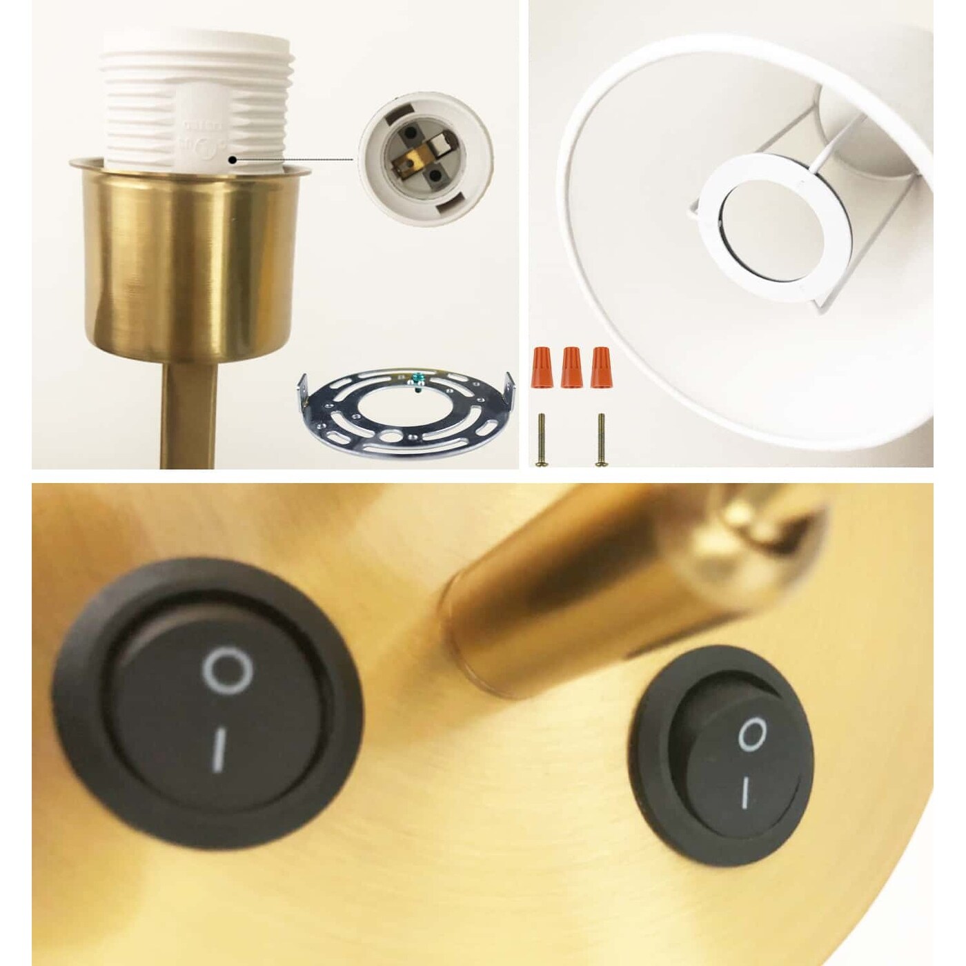 Set di 2 applique da parete Morbihan in tessuto con porta USB e interruttore