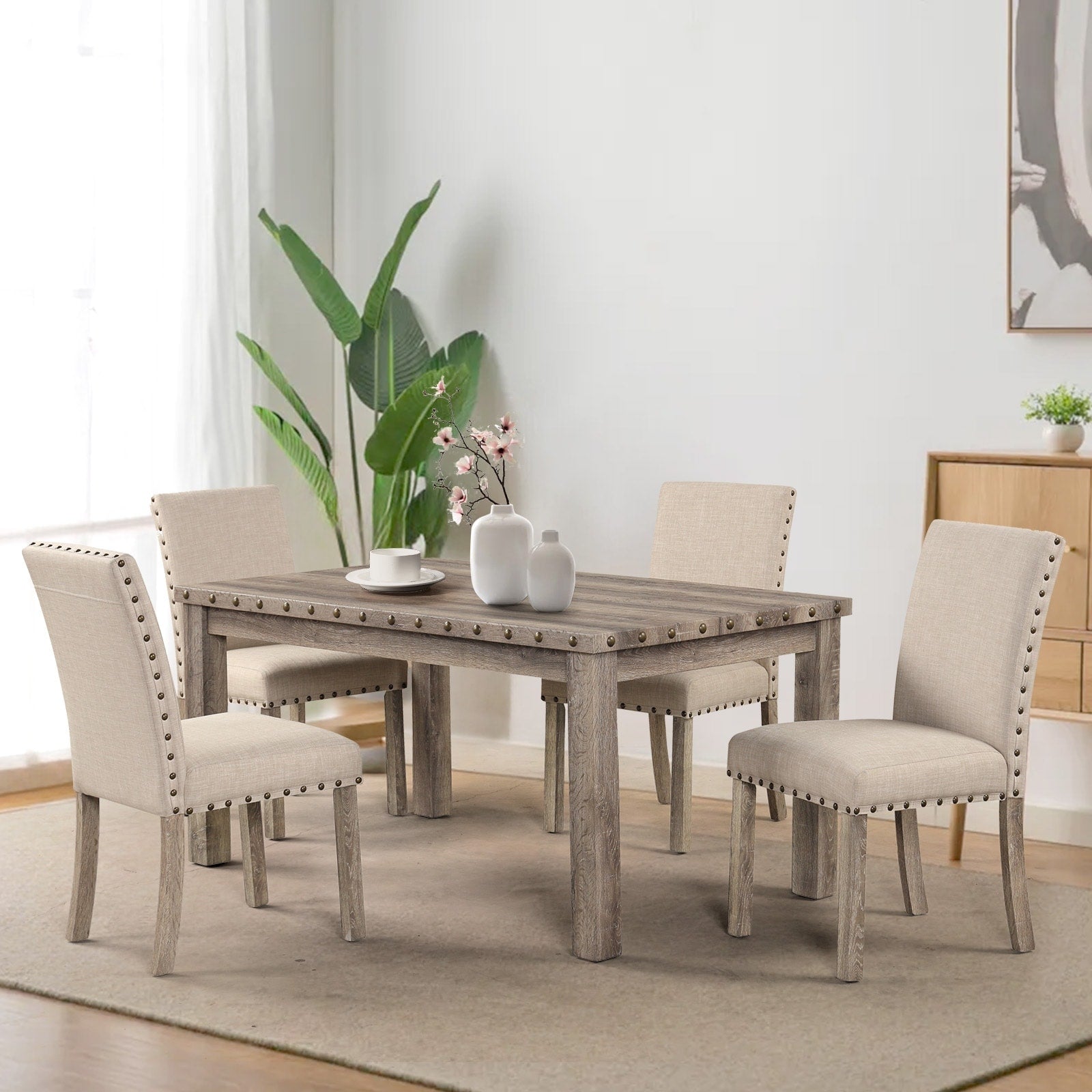 Set da pranzo Morden Fort Farmhouse con tavolo rettangolare e sedia, 5 pezzi