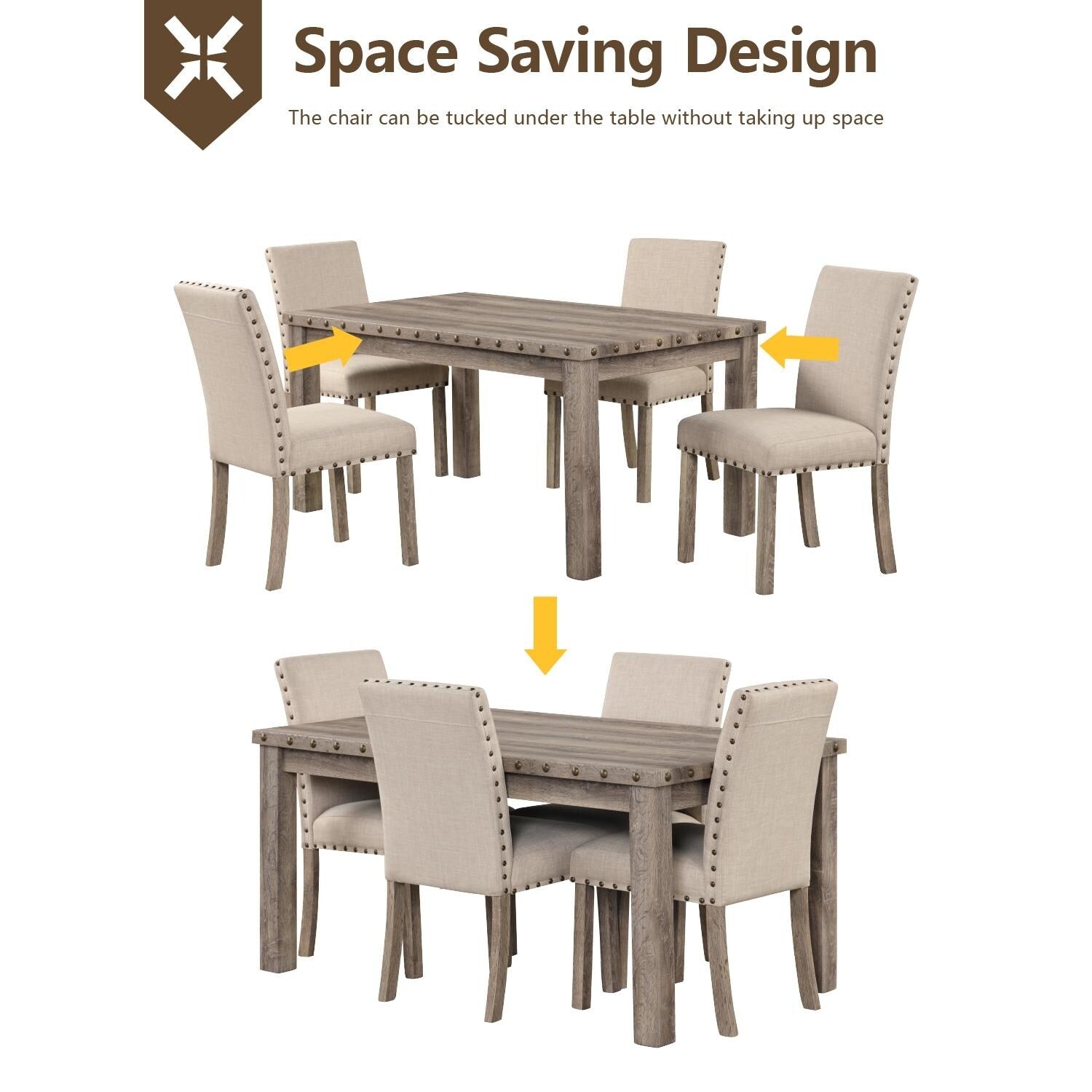 Set da pranzo Morden Fort Farmhouse con tavolo rettangolare e sedia, 5 pezzi
