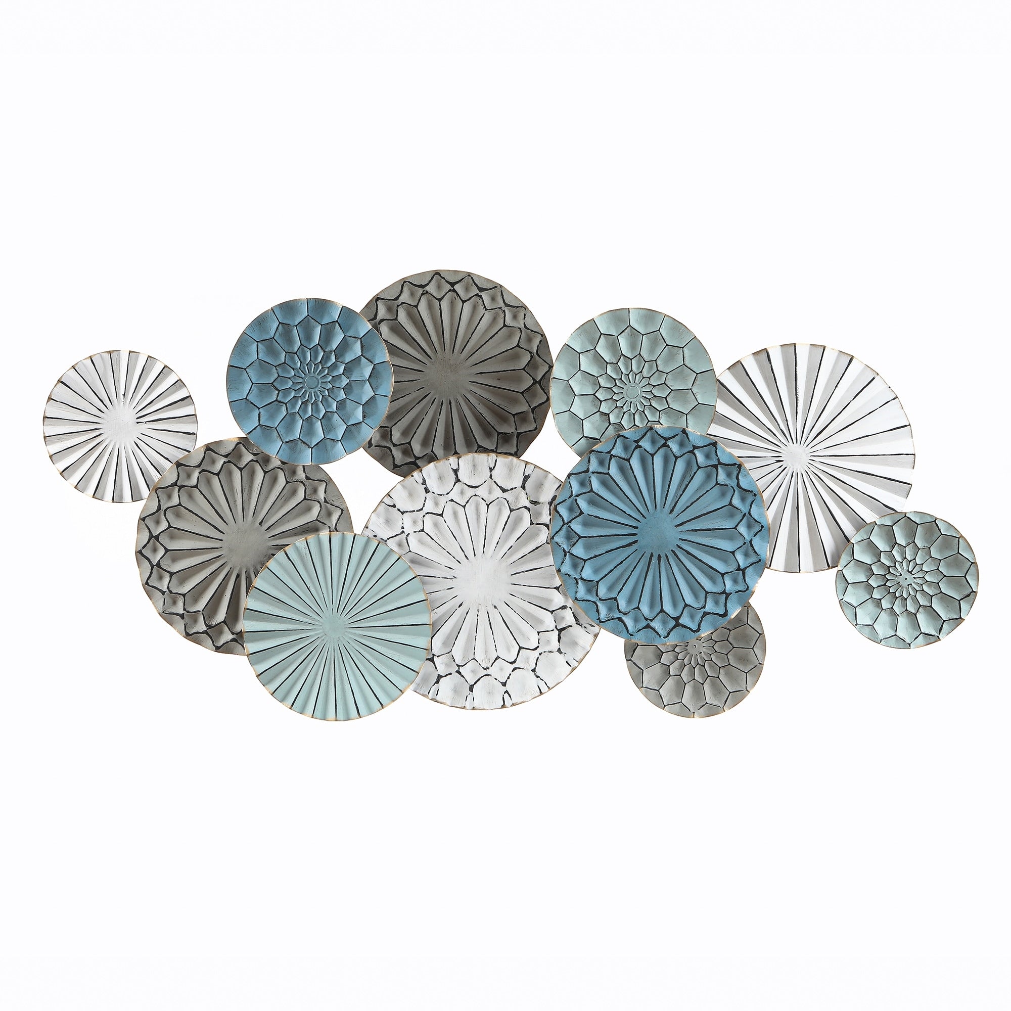 Decorazione da parete con piatti floreali in metallo multicolore