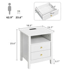 Set di 2 comodini con stazione di ricarica, tavolino laterale con 2 cassetti, porte USB e prese, comodino