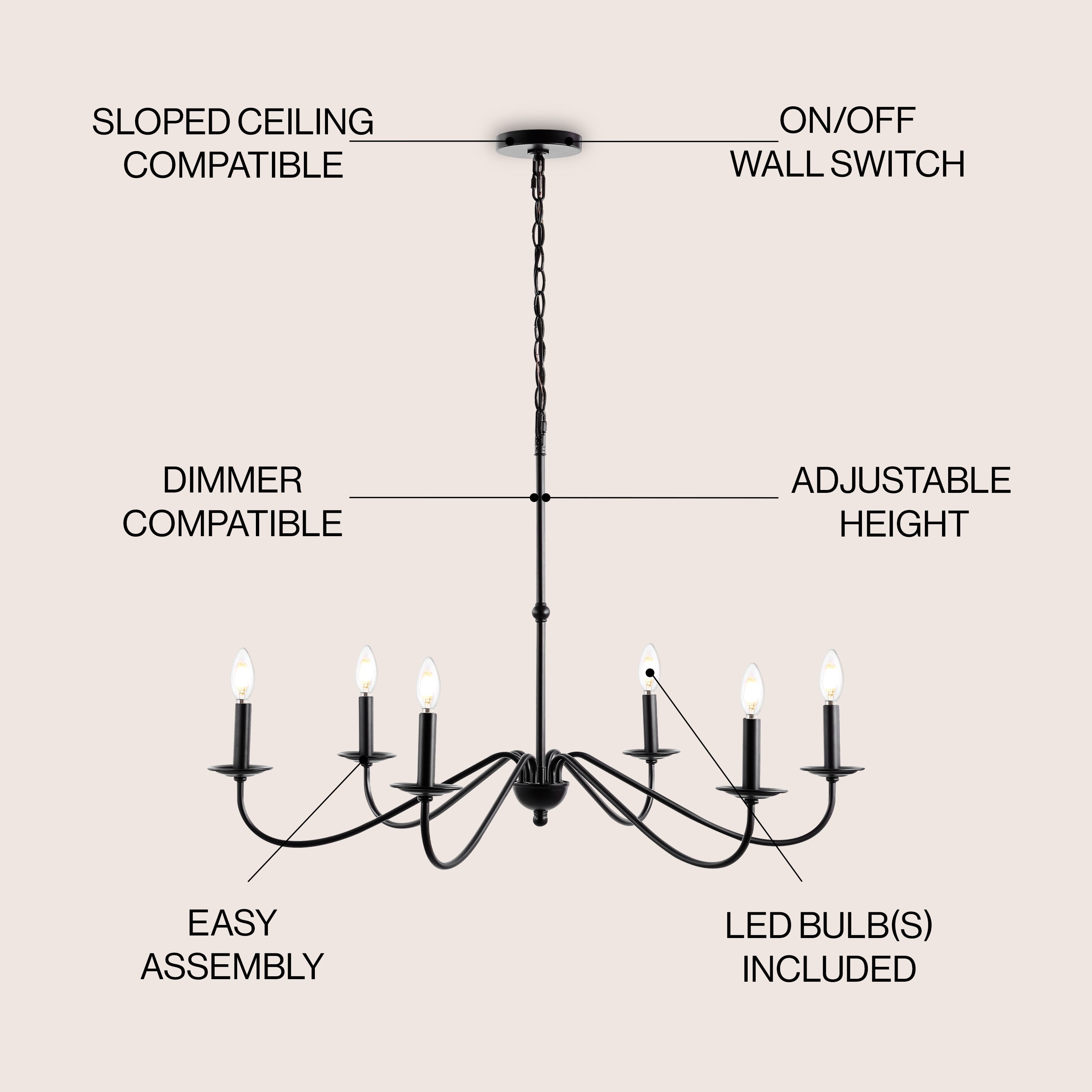 Lampadario a LED in ferro a 6 luci da 34,75 pollici, di JONATHAN Y